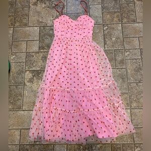 Betsey Johnson Pink Heart Midi Dress